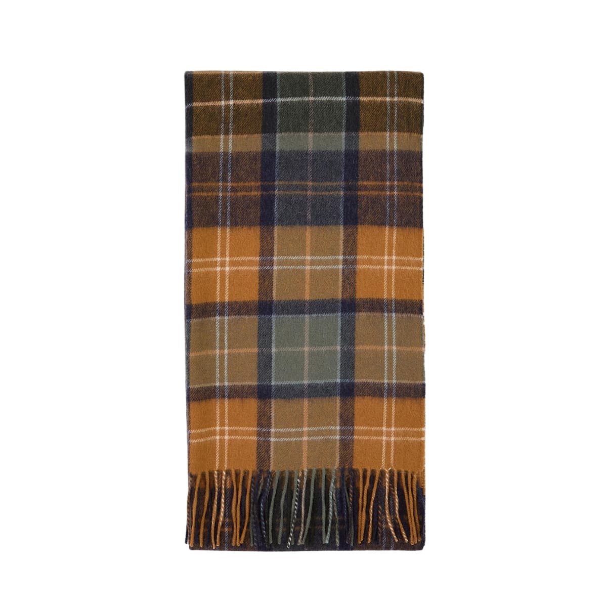 Barbour Brack Patchwork Tartan Scarf Forest/Bronze Brown