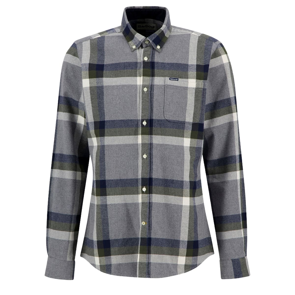 Barbour Folley Tailored Checked Shirt Light Grey Marl