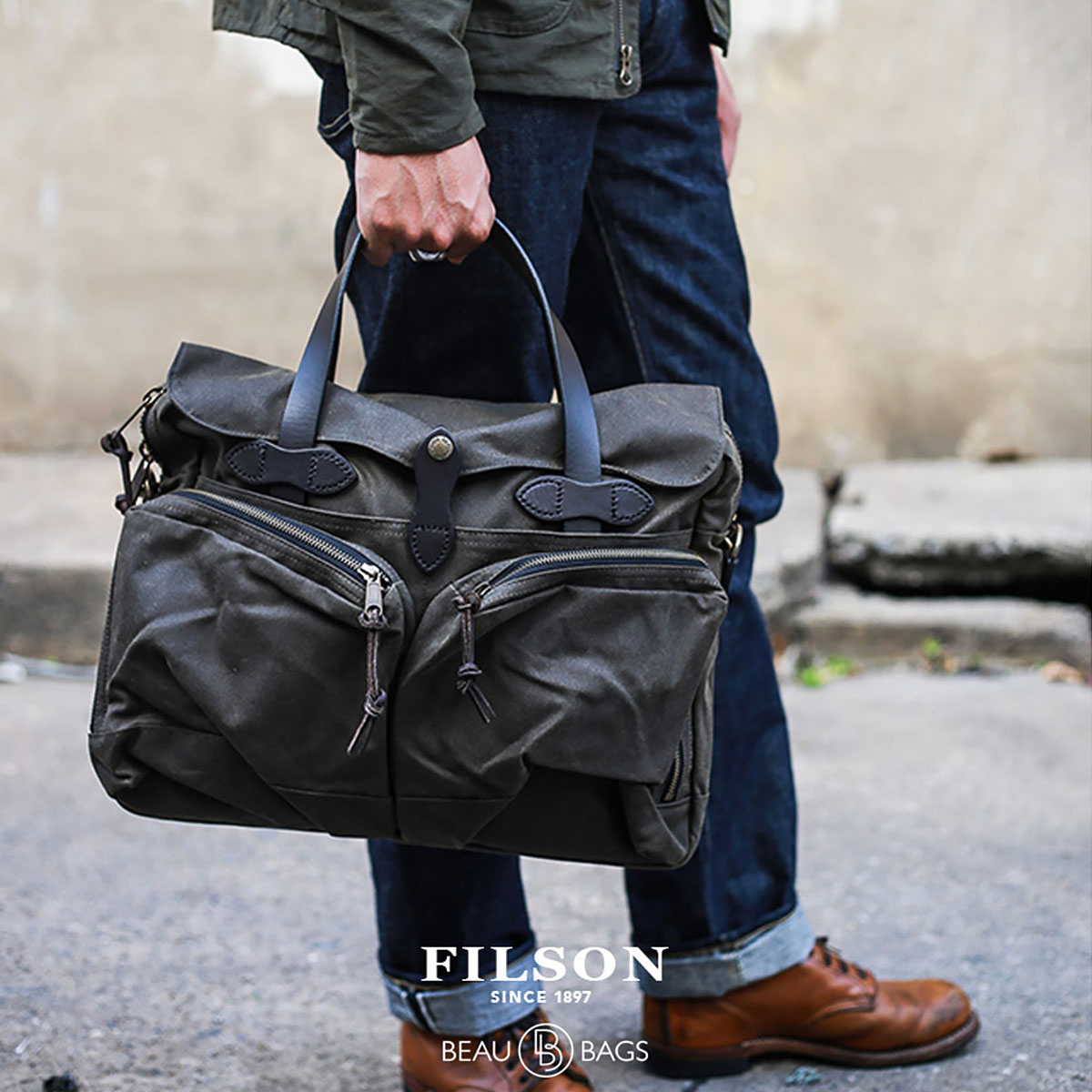 Filson 24 Hour Tin Cloth Briefcase Otter Green