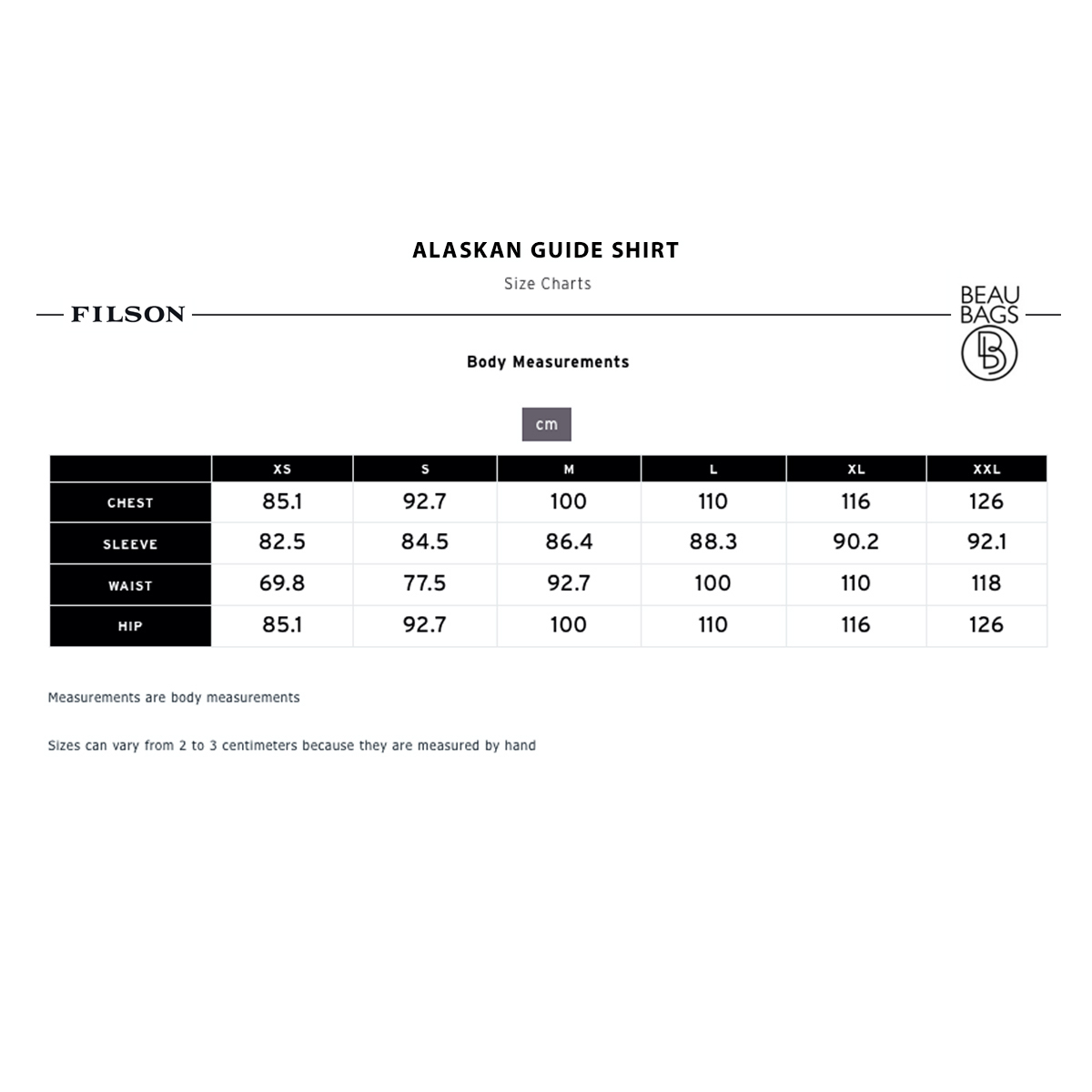 Filson shirt sizing sales