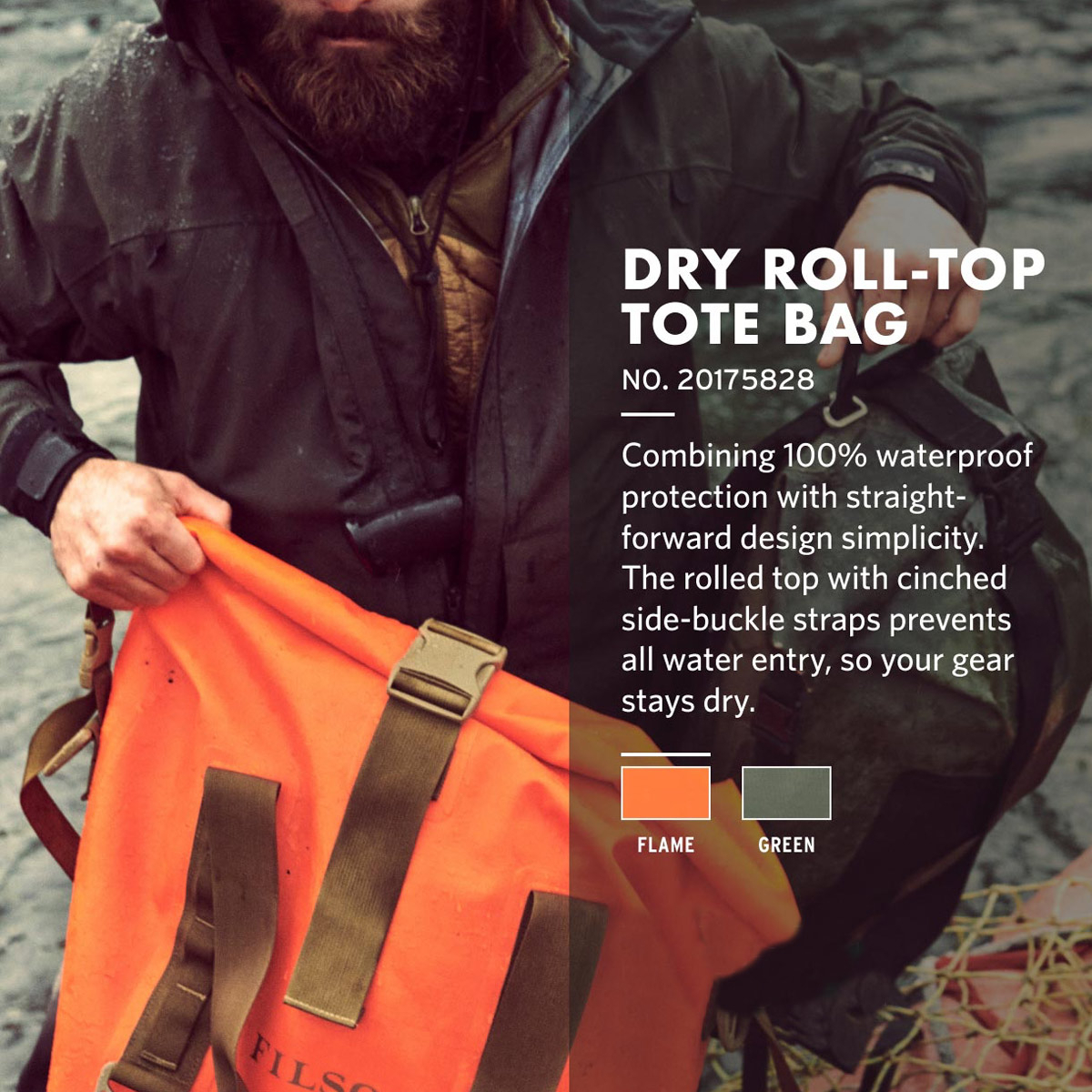 Filson Dry Roll-Top Tote Bag Flame