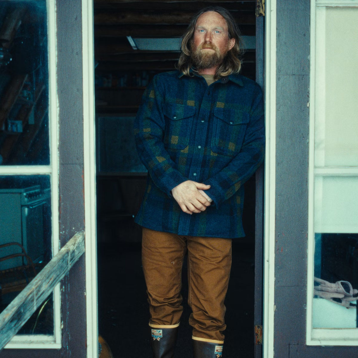 Filson Lined Mackinaw Wool Jac-Shirt Teal/Ochre Plaid