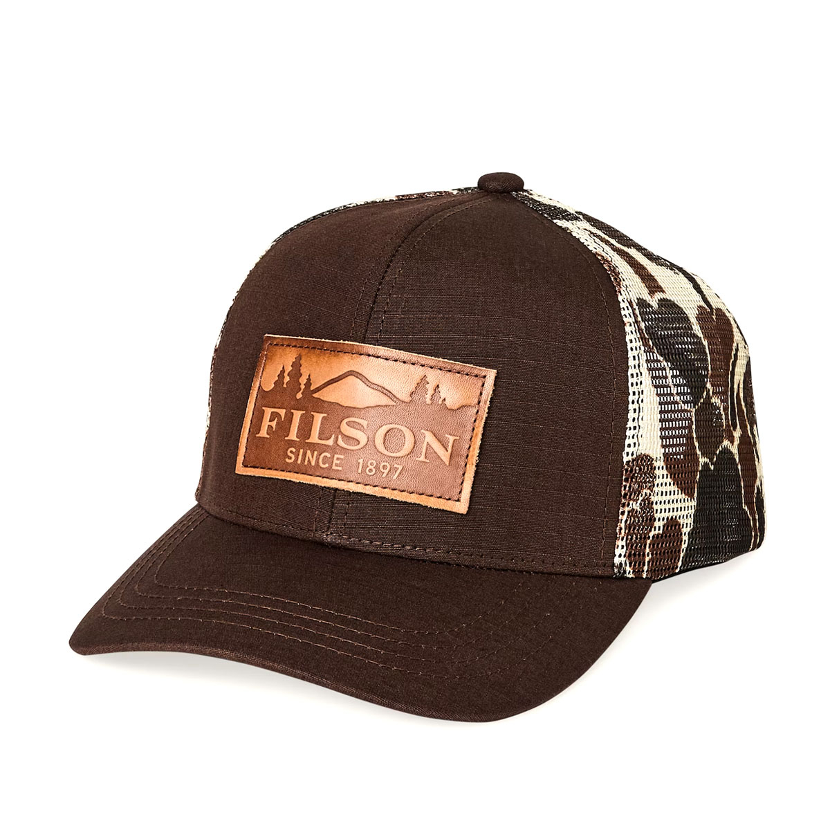 Filson Logger Mesh Cap Brown Camo/Scenic, cap with breathable comfort