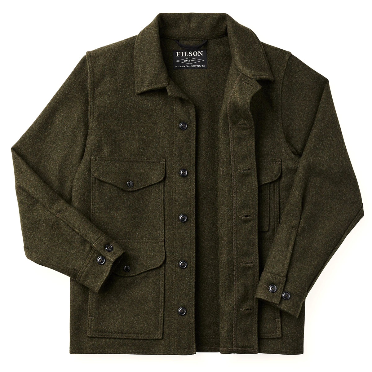 Filson Mackinaw Wool Cruiser Jacket Forest Green, iconic Cruiser