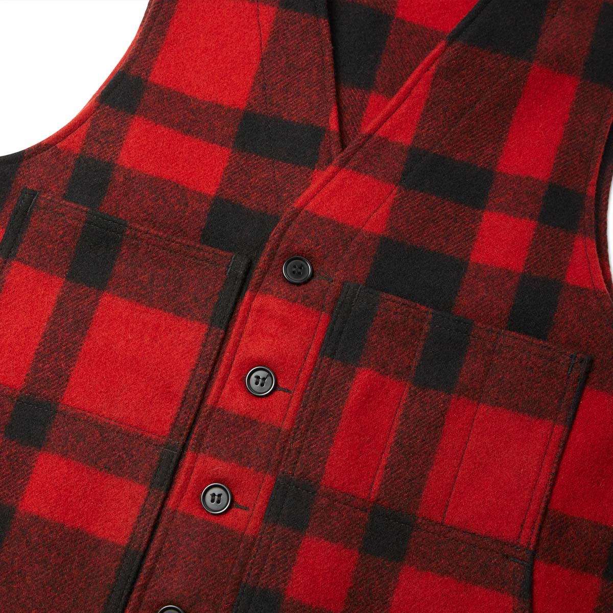 Filson Mackinaw Wool Vest Red/Black Plaid, durable, naturally rain ...