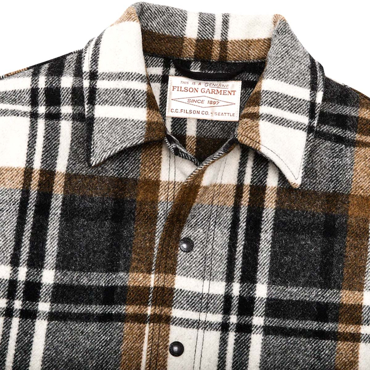 Filson Mackinaw Wool Work Jacket Blue Coal Copper Heather iconic