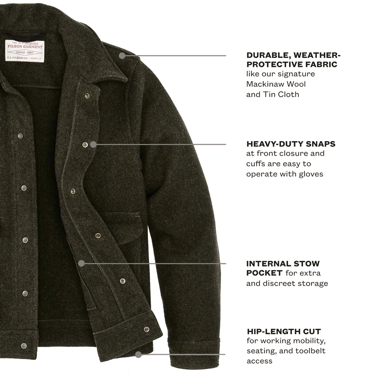 Filson Mackinaw Wool Work Jacket iconic Cruiser