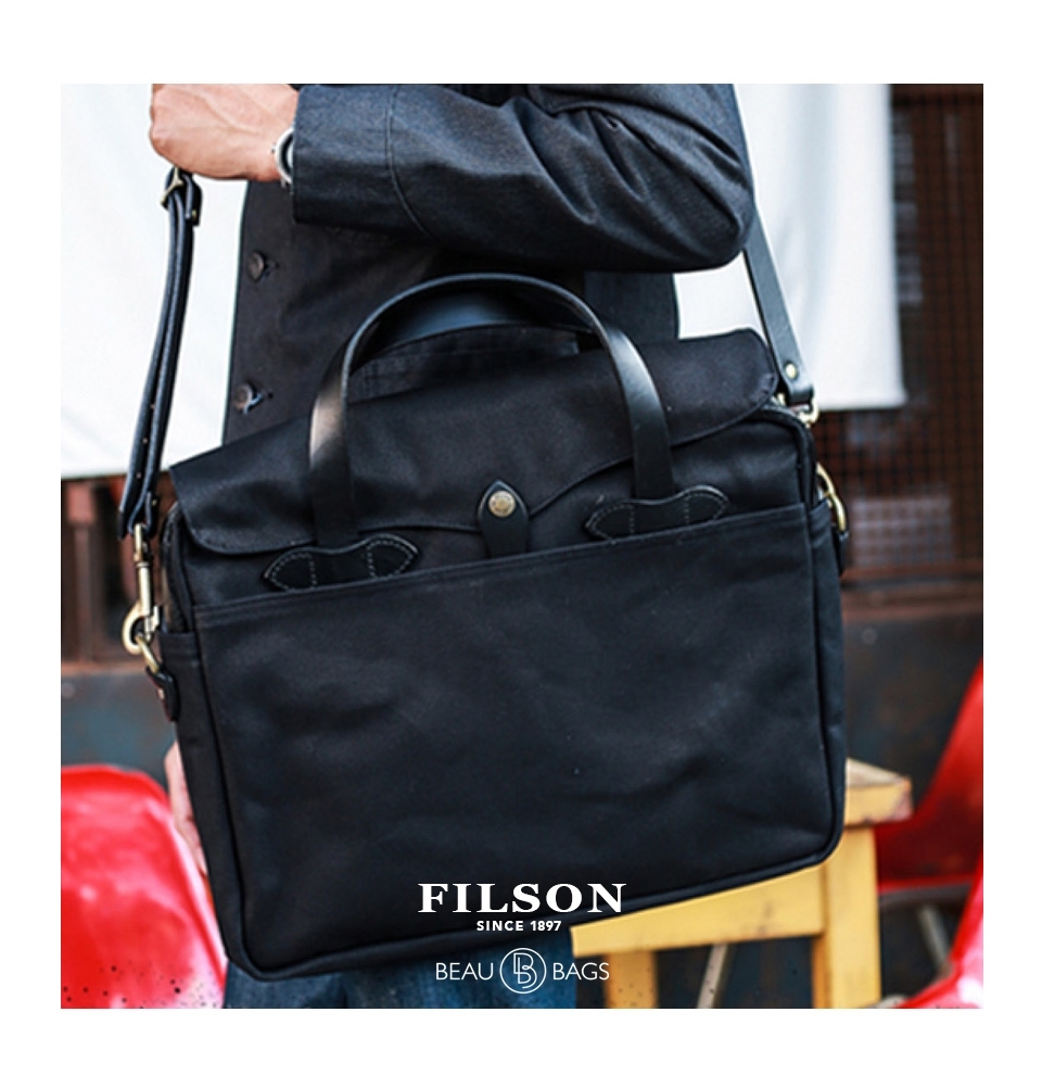 Filson Original Briefcase Leather & Rugged Twill Laptop Bag