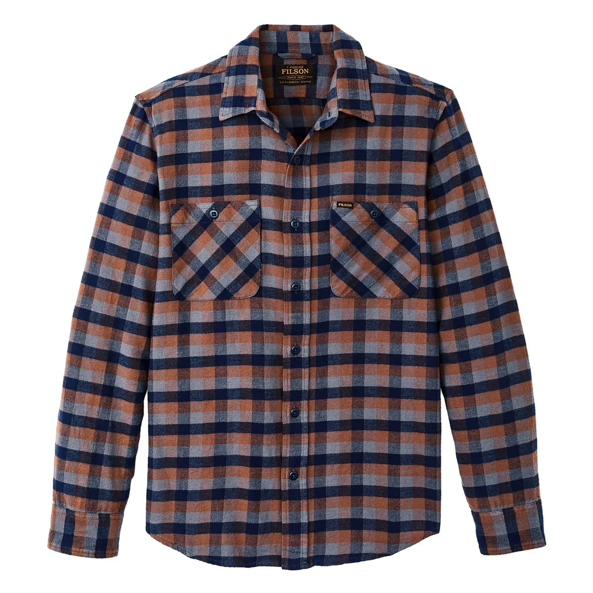 Filson The Rangeland Flannel Shirt Navy/Orange/Multi Check