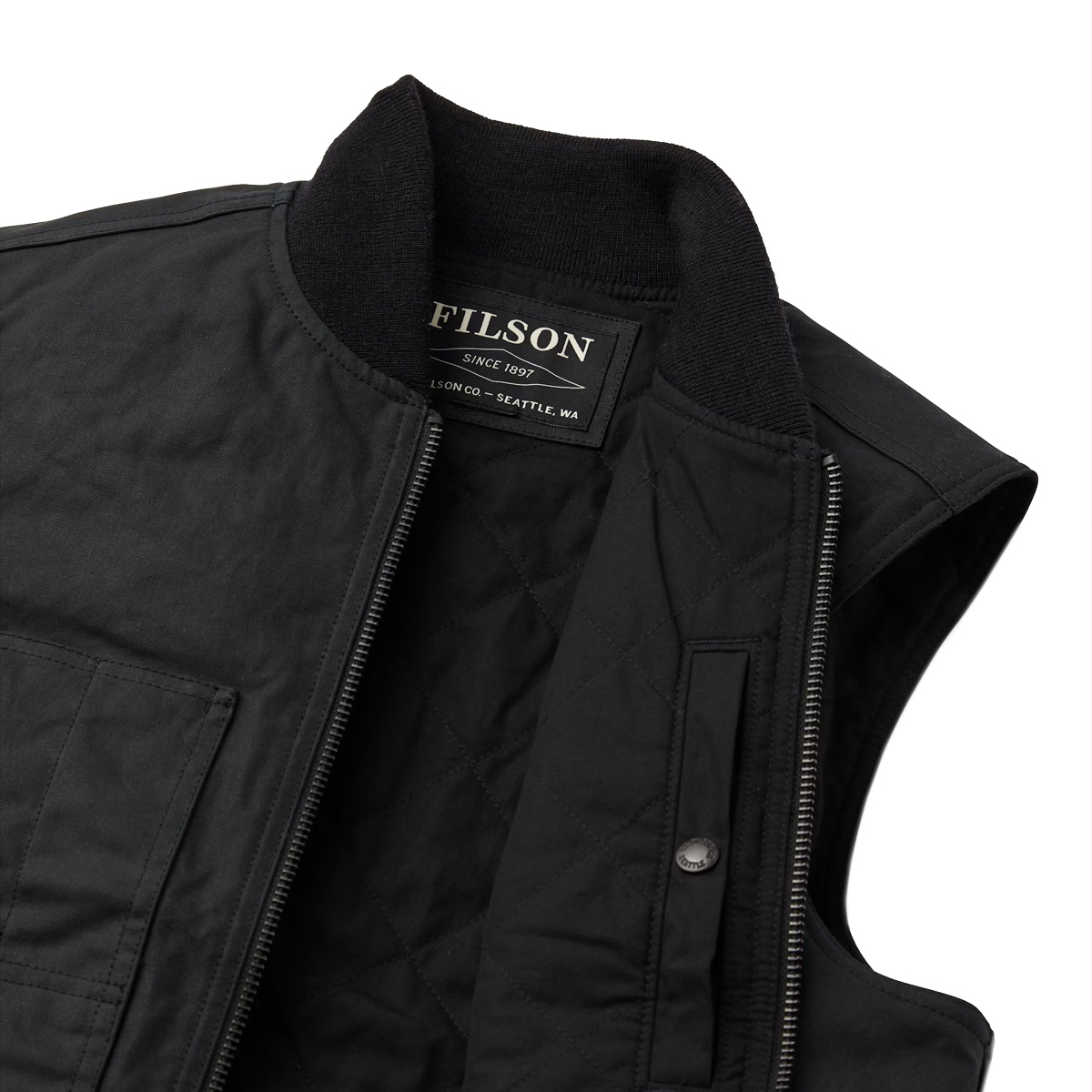 Filson Tin Cloth Insulated Work Vest Black, tough work vest