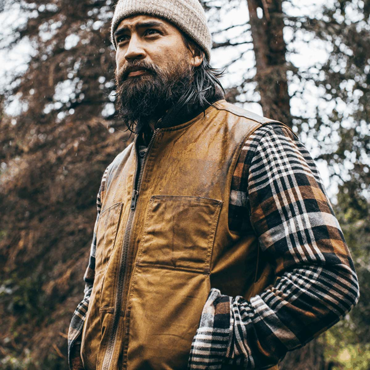 Filson Tin Cloth Insulated Work Vest Dark Tan, tough work vest