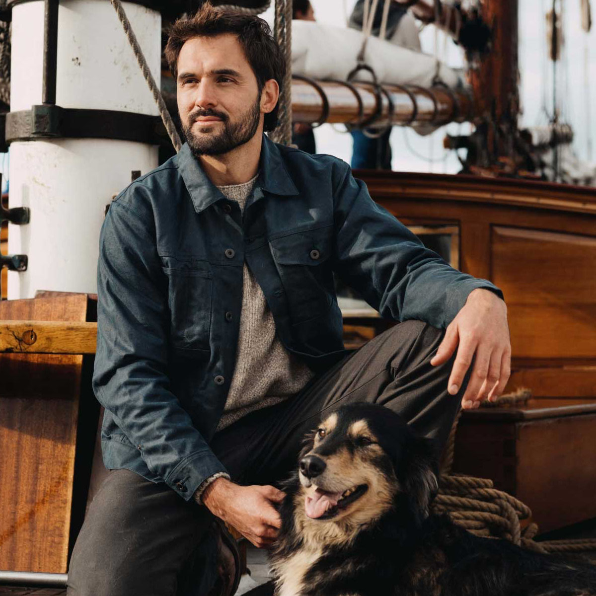 Filson Tin Cloth Short Lined Cruiser Jacket Service Blue, tough