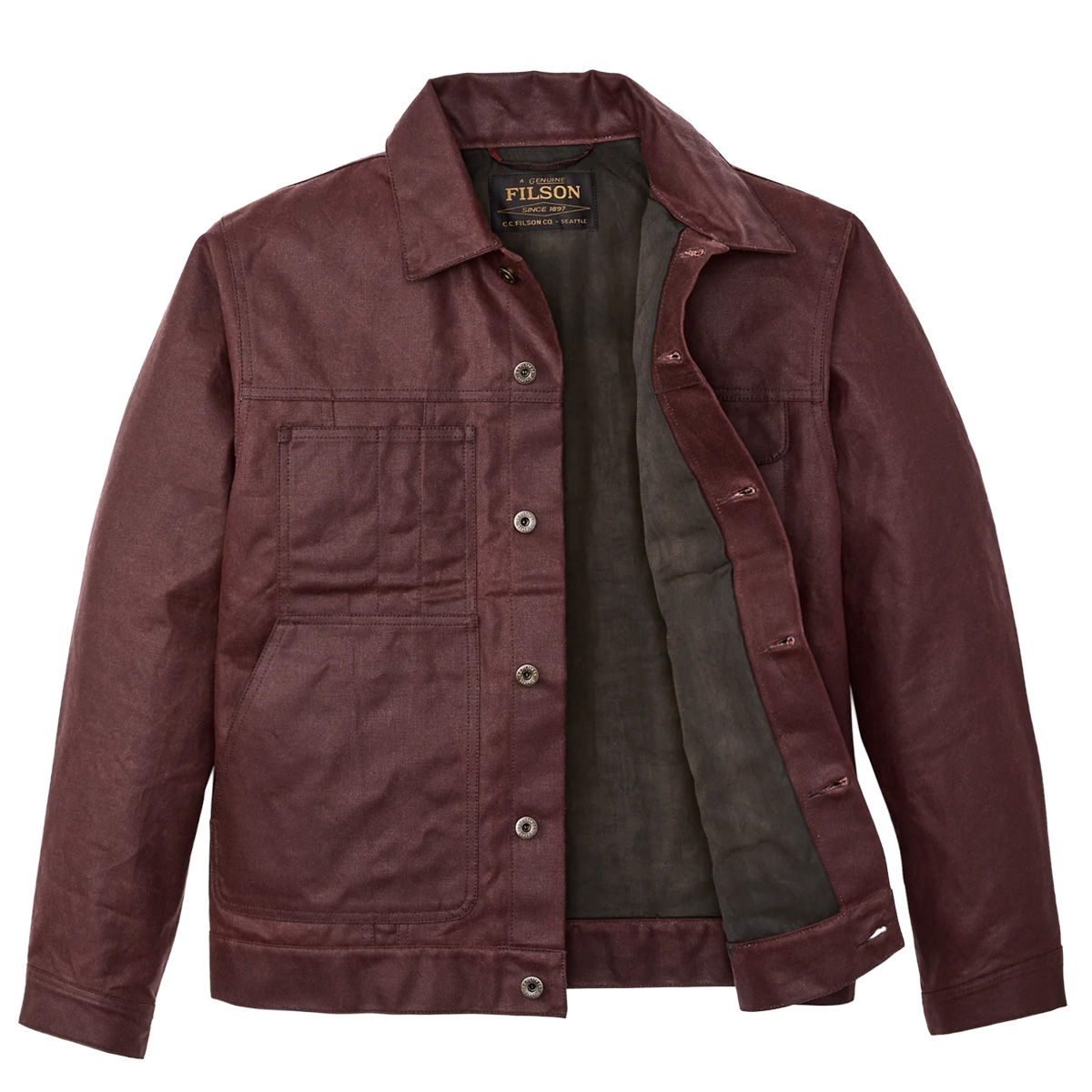 Filson Tin Cloth Short Lined Cruiser Jacket Fired Brick, tough