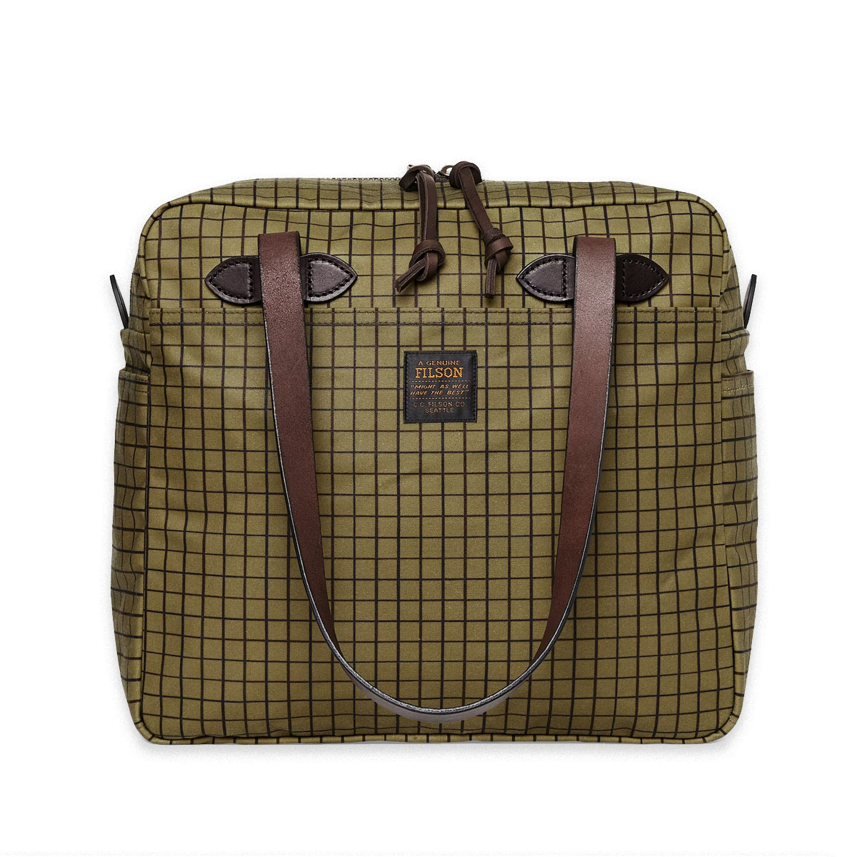 Filson Tin Cloth Tote Bag with Zipper Flyway Green