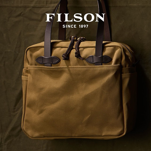 Filson Rugged Twill Tote Bag With Zipper Tan