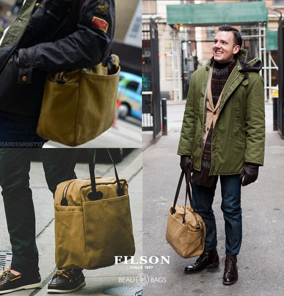 Filson Tote bag with zipper Tan, classic-looking shopper