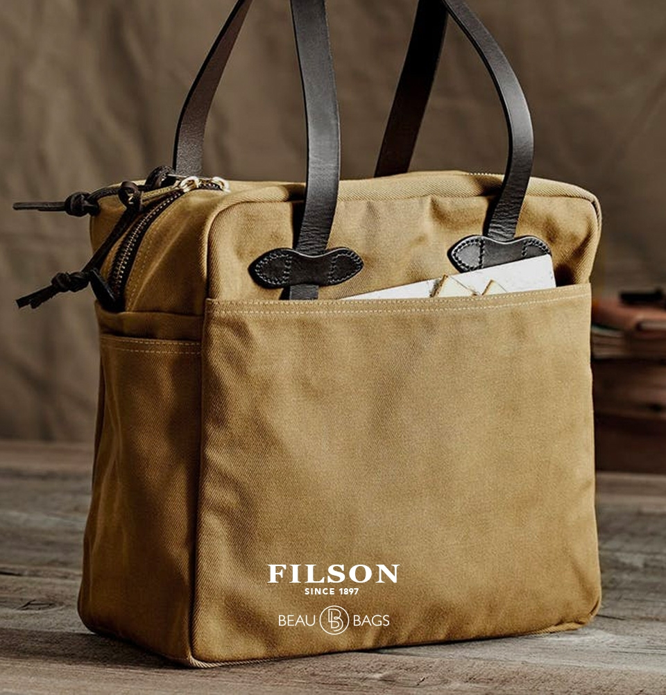 Filson Tote bag with zipper Tan, classic-looking shopper