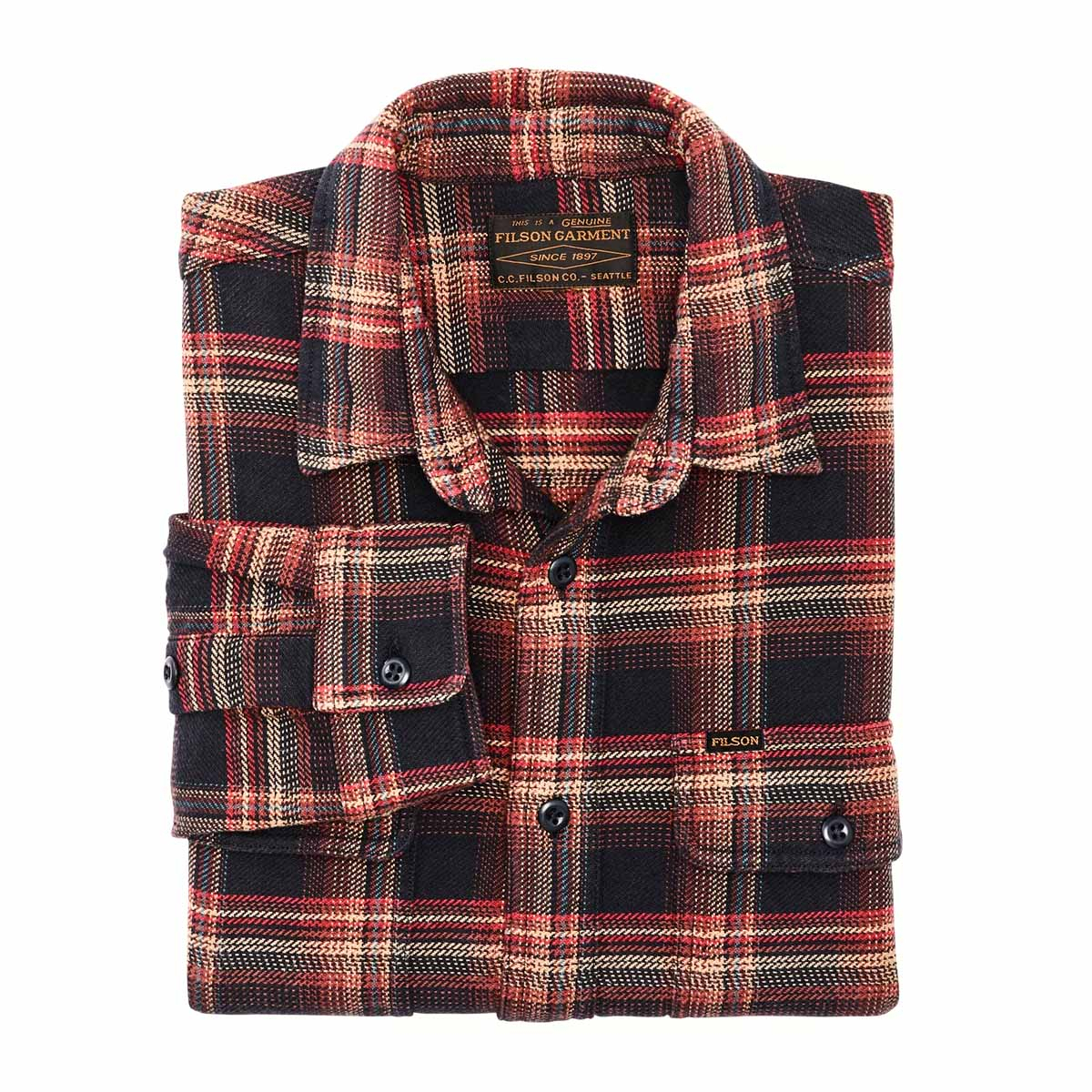 Filson Vintage Flannel Work Shirt Black/Rust/Multi Plaid