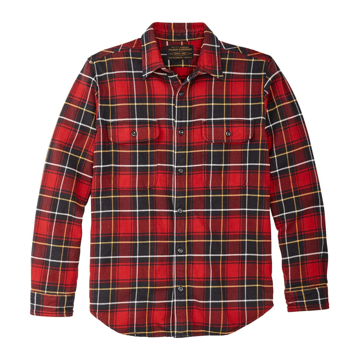 Filson Vintage Flannel Work Shirt Red Charcoal Plaid