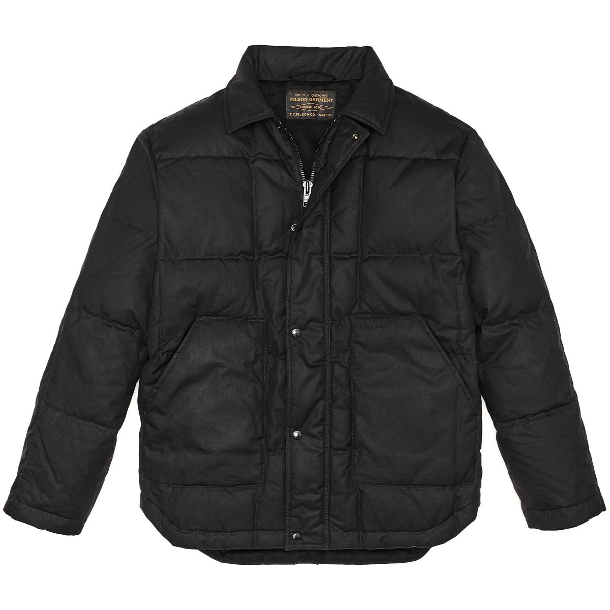 Filson Waxed Down Barn Coat Black Onyx, exceptionally warm