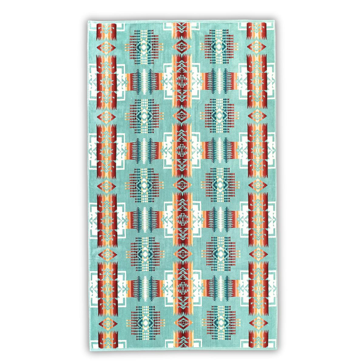 Pendleton Oversized Jacquard Spa Towel Chief Joseph Aqua