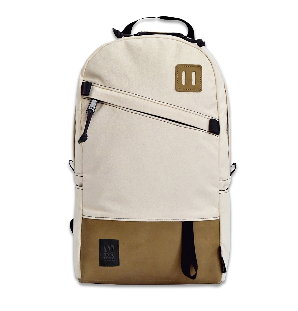 Topo Designs Daypack Natural/Khaki Leather, strong and light backpack ...