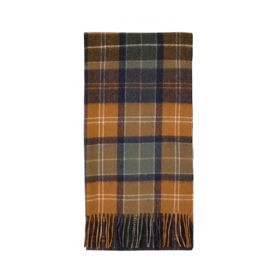 Barbour Brack Patchwork Tartan Scarf Forest/Bronze Brown