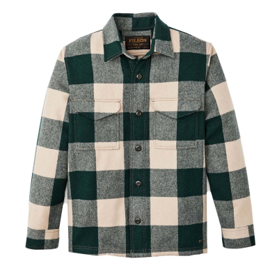 Filson Wool Jac-Shirt Pine/Beige Check front