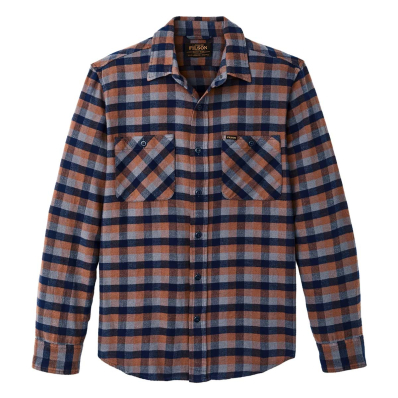 Filson The Rangeland Flannel Shirt Navy/Orange/Multi Check front