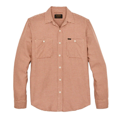 Filson The Rangeland Flannel Shirt Salmon/Oat Houndstooth front