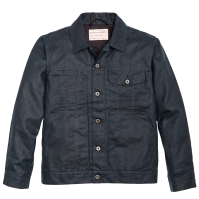 Filson Tin Cloth Short Lined Cruiser Jacket Service Blue front