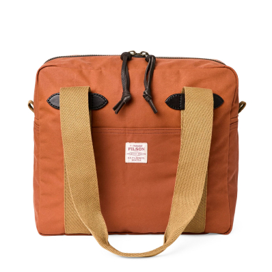 Filson Tin Cloth Tote Bag With Zipper Rust front