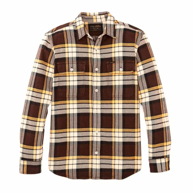 Filson Vintage Flannel Work Shirt Brown/Yellow/Multi Plaid front
