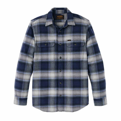 Filson Vintage Flannel Work Shirt Light Blue/Navy Plaid front