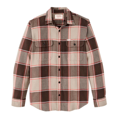 Filson Vintage Flannel Work Shirt Tan/Orange/Multi Plaid front