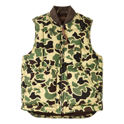Filson Waxed Down Vest Tundra Shrub Camo front