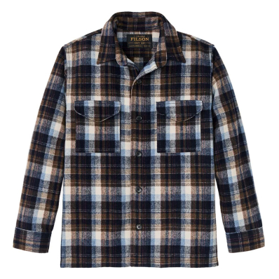 Filson Wool Jac-Shirt Brown/Light Blue Multi Plaid front
