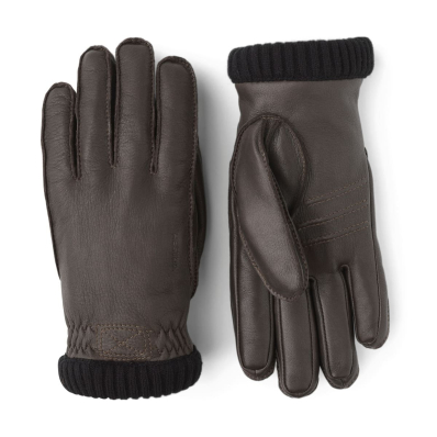 Hestra Deerskin Primaloft Rib Glove Dark Brown