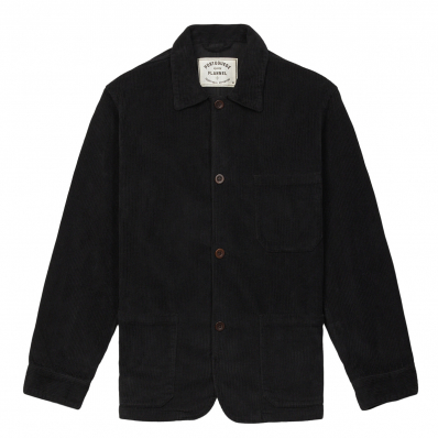 Portuguese Flannel Labura Cotton-Corduroy Overshirt Black front