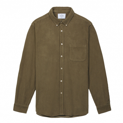 Portuguese Flannel Lobo Cotton-Corduroy Shirt Olive front