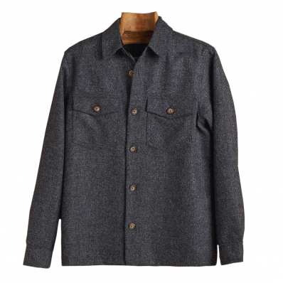 Portuguese Flannel Wool Field Overshirt Grey front