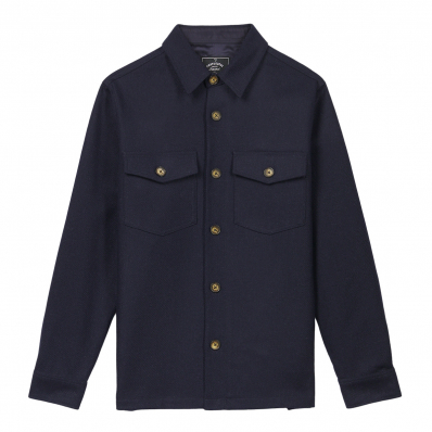 Portuguese Flannel Wool Field Overshirt Navy front
