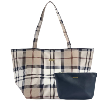 Barbour Layla Tartan Large Tote Bag Rosewood Tartan