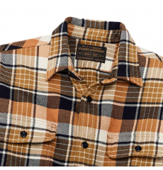 Filson Vintage Flannel Work Shirt Navy Cumin Red front