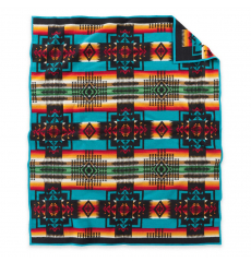 Pendleton Chief Joseph Jacquard Blanket Robe Black front Size: 163x203 cm