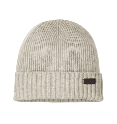 Barbour Carlton Beanie Hat Light Grey - Frontside