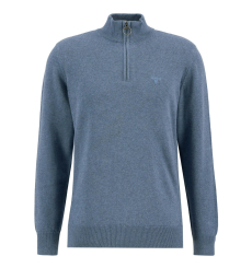 Barbour Cotton Half Zip Knitted Jumper Dusk Blue