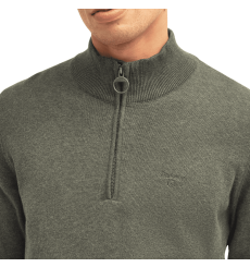 Barbour Cotton Half Zip Knitted Jumper Olive Marl