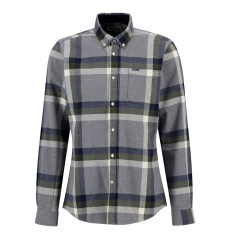 Barbour Folley Tailored Checked Shirt Light Grey Marl