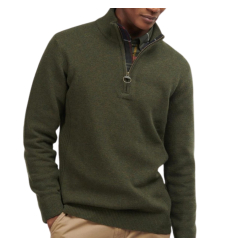 Barbour Holden Half Zip Lambswool Sweater Olive Marl